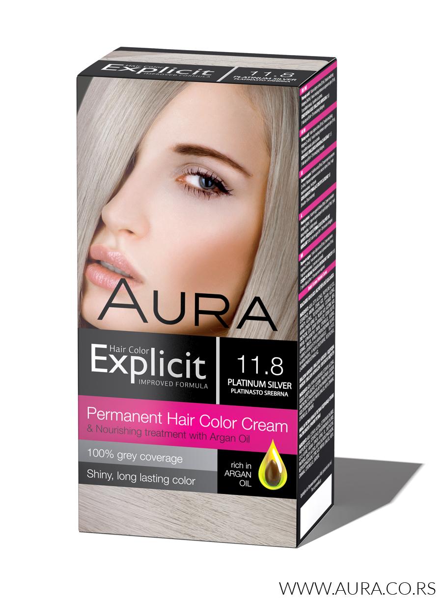 Explicit hair colour 11.8 Platinum Silver 