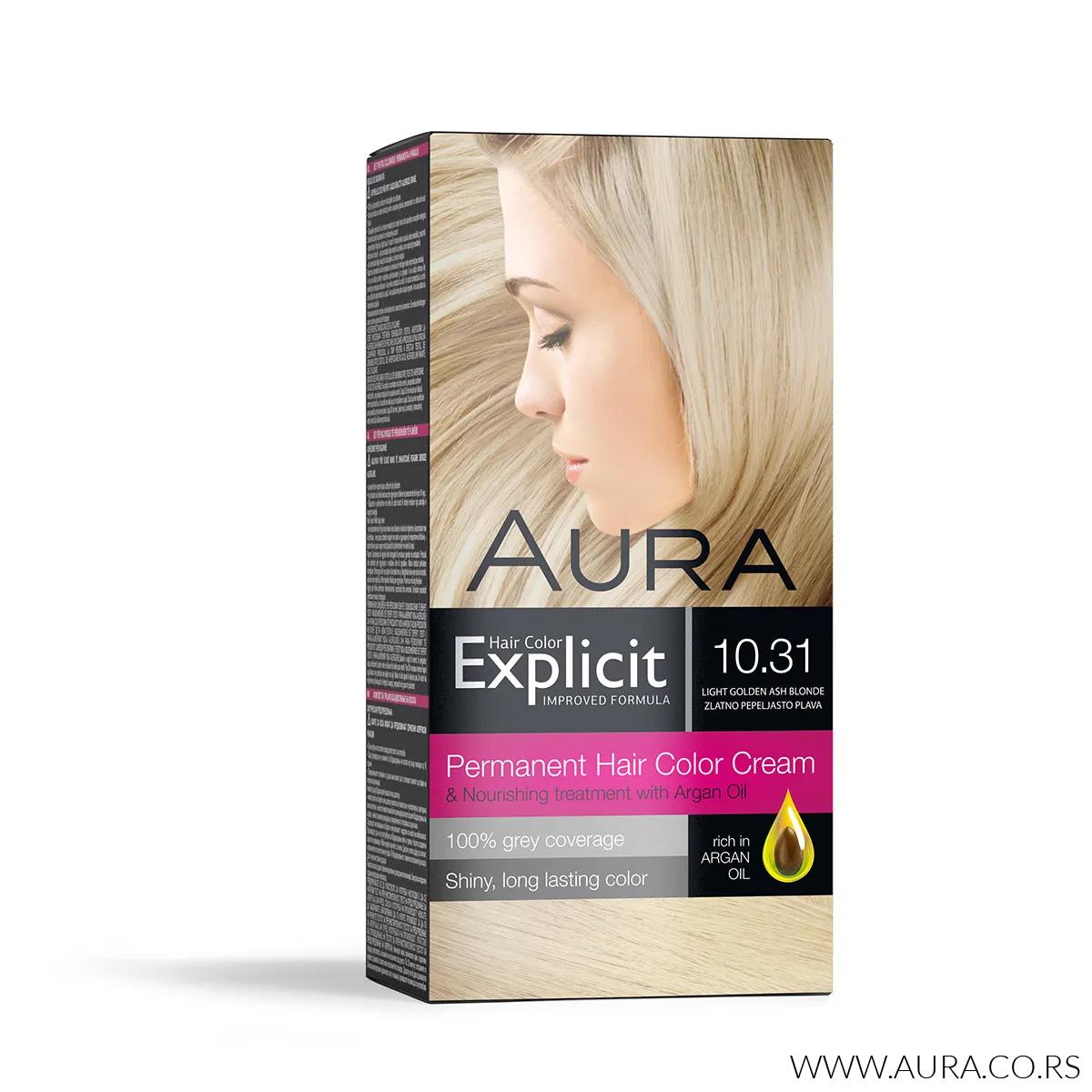 Explicit hair colour 10.31 Light golden ash blonde 